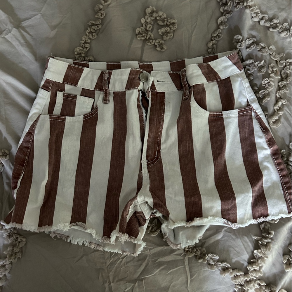 Women's striped altar'd state jean shorts